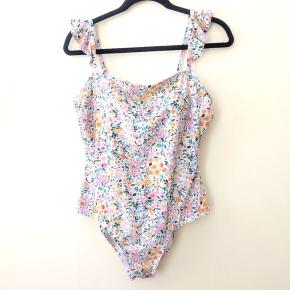 Kona Sol Women’s Ditzy Floral Ruffle One Piece Swimsuit Size Large - Picture 3 of 7